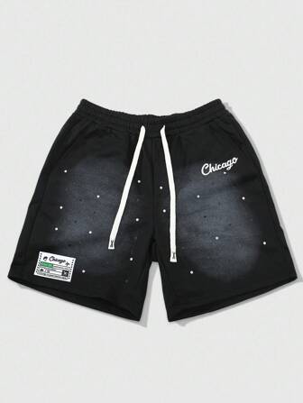 Street Life Unisex Rhinestone Embellished Casual Shorts, Spring/Summer