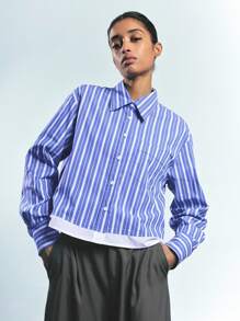 Maija 女士条纹休闲衬衫，简约时尚，适合日常穿着、节日