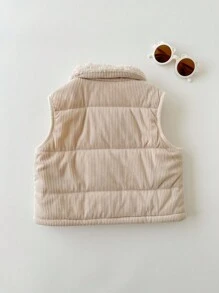 SHEIN 男婴可爱休闲秋冬多功能加厚保暖背心，男女通用婴儿服装，婴儿冬季服装，儿童秋季外套