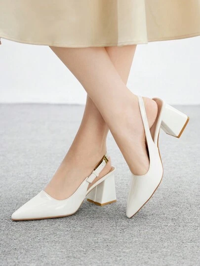 CUCCOO BIZCHIC Tacones de mula de punta puntiaguda con hebilla lateral y tacón grueso, adecuados para el uso diario, citas y fiestas