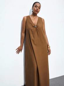 Maija Váy cổ chữ V trang trí phong cách Bohemian thường ngày cho nữ cỡ lớn, Quần áo thanh lịch cho nữ, Váy tốt nghiệp, Trang phục đi nghỉ, Váy suông, Bãi biển, Thanh lịch, Trang phục công sở thường ngày cho nữ, Váy sinh nhật, Phong cách Bohemian, Trang phục công sở cho nữ, Trang phục ngày lễ cho nữ, Trang phục lễ hội, Hawaii - màu nâu - Xem 7