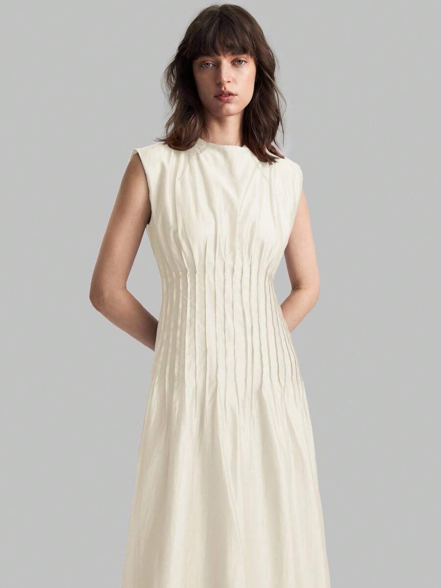 Ontre 2025新款优雅纯色束腰长裙女士连衣裙，优雅连衣裙，外套，商务休闲连衣裙，度假海滩派对连衣裙，教师装，休闲连衣裙，节日连衣裙