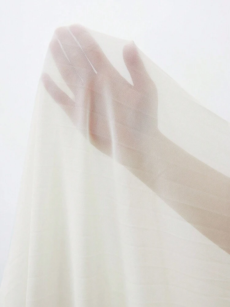 SHEIN Maija Ivory Pleated V-Back Dress With Oversized Skirt, Women's Boho Chic Vacation Holiday Modest Minimalist Comfortable Versatile Spring/Summer,Vacay Outfits Women,Fall Women Clothes,Country.