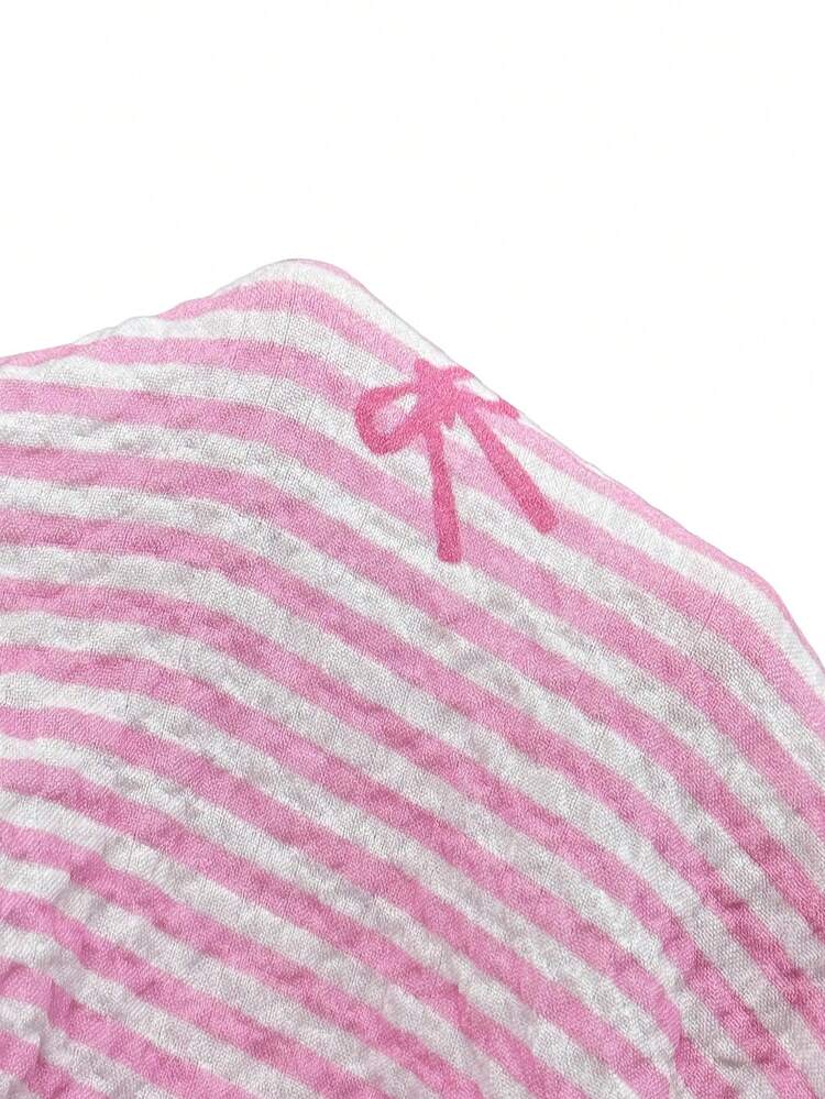 Solflare Plus Size Women Strapless Bowknot Striped Ruched Dress, Pink,Summer Outfits For Women - Pink - View 6