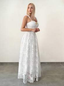 Sweetina Váy xòe xương cá xếp ly màu trơn thanh lịch dành cho nữ - trắng - Xem 4