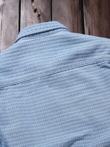 Manfinity Homme Men's Light Blue Casual Light Blue Casual Button-Down Denim Shirt, Fall - Light Wash - View 3