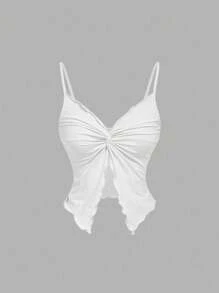 SHEIN MOD 休闲时尚百搭纯色性感夏季女式背心 - 粉色 - 查看 6
