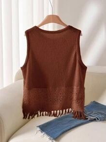 CosyJoli Damen Große Größen Sommer Lässig einfarbiges Spitze Patchwork Trägerhemd und Trägershirt