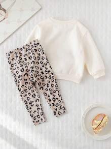 Cozy Pixies 2pcs Baby Girl Cartoon Cat Pattern Knit Soft Crew Neck Long Sleeve Pullover Sweatshirt And Elastic Waist Pants Set Fall Winter - Multicolor - View 2