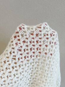 Rafferiza 2025新款时尚法式浪漫露背镂空针织毛衣针织套头衫秋冬，露背上衣 - 米色 - 查看 7