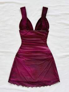 Soleia Váy ngắn ôm sát dáng chữ A cổ chữ V phối lưới ombre cổ điển gợi cảm, thích hợp cho ngày lễ, hẹn hò, tiệc trà chiều, kỳ nghỉ, lễ hội âm nhạc, phong cách Boho - Nhiều màu - Xem 2