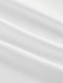 SHEIN MOD 大码女式两件套：喇叭袖前开襟上衣和鱼尾下摆吊带背心连衣裙 - 白色 - 查看 3