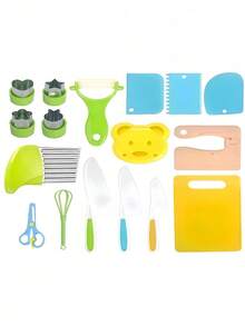 Zazumi 3PCS 6PCS 7PCS Montessori Kitchen Tools Set ABS Plastic Cooking Knives Cutting Boards Sandwich Cutters Peelers Safe Kids Cooking Utensils Birthday Gift For Toddlers