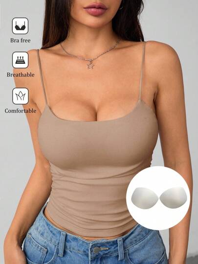 SHEIN PETITE Camiseta básica de cuello redondo blanca, ajustada y transpirable para mujeres, top sin sujetador