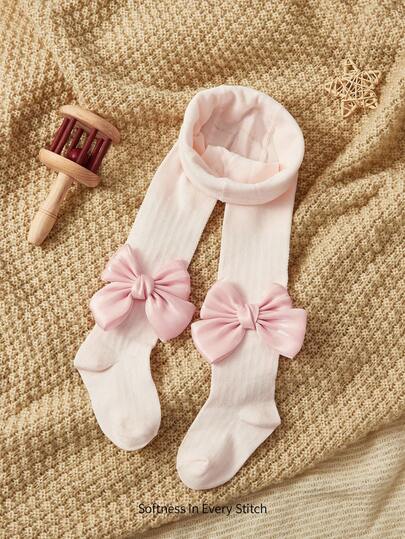 Cozy Pixies 1 件装女婴蝴蝶结装饰柔软紧身保暖厚款打底裤