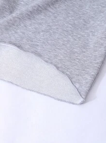 青少年女孩蝴蝶结印花不对称露肩不对称下摆休闲运动衫 - 灰色 - 查看 7