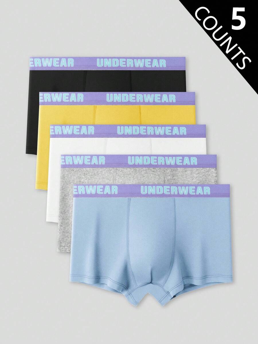 5条装 舒适休闲多色大男孩平角内裤 - 彩色 - 查看 1