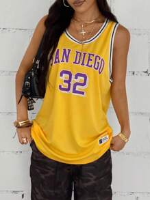 StreetHx 女式街头风格美式运动休闲运动背心 - 黃色 - 查看 1