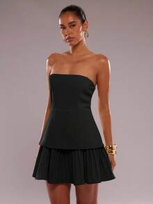 SHEIN BAE Váy ống đơn sắc tối giản thường ngày dành cho nữ - màu đen - Xem 6