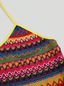 Sweetra Đầm len hai dây phong cách Bohemian cho kỳ nghỉ hè trên bãi biển dành cho nữ - Đỏ - Xem 3