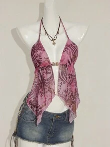 SHEIN ICON Áo hai dây hở lưng in họa tiết hoa cổ điển gợi cảm thời trang dành cho nữ - Nhiều màu - Xem 6