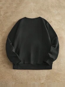 Manfinity NXTstreet Men's Casual Rhinestone Decor Loose Drop Shoulder Crew Neck Pullover Sweatshirt Rhinestone Sweatshirt Black Rhinestone Sweatshirt Rhinestone Hoodies Black Sweatshirt, Fall, Winter