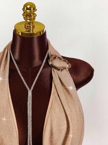 Amplova Sexy Kleid mit tiefem Ausschnitt und rückenfreiem Trägerkragen für Damen in Große Größen - Gold - Übersicht 6