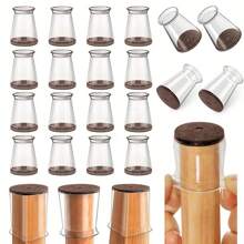 4/8/16/24 件圆形椅腿地板保护垫、硬木地板家具垫、椅腿家具滑块、椅子矩形地板保护垫、硅胶椅腿盖，有效保护地板和桌腿 - Transparent brown - 查看 5