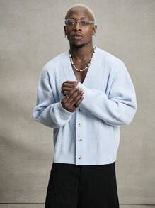 PAVTROS Áo khoác cardigan nam Manfinity Streetrush màu trơn đa năng thường ngày, trở lại trường, thu đông, áo dài tay - Nhiều màu - Xem 3