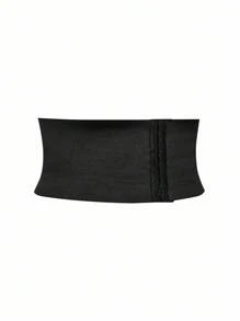 SHAPORA Plus Size Women's Black Front Button Waist Belt, Everyday Wear - Black - View 3