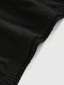 ROMWE Goth 哥特式五角星铆钉网眼拼接女式紧身弹力裤 - 黑色 - 查看 5