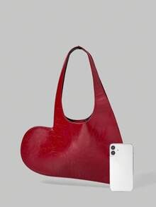 Ontre Fashionable Asymmetric Heart-Shaped Shoulder Bag - Burgundy - View 3
