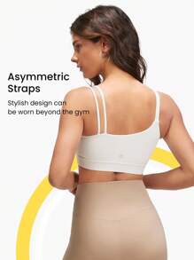 GLOWMODE FeatherFit™ Asymmetric Strap Sports Bra - White - View 3