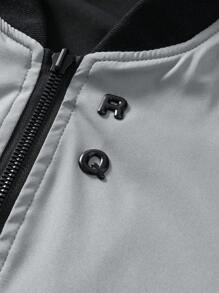 Manfinity Homme 男士长袖休闲双面简约飞行员夹克，男士拉链夹克，休闲夹克，轻薄夹克，秋季款