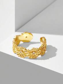 MOTF PREMIUM 18K镀金花形开口戒指