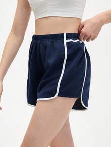 Eassivo Eassivo Women's Contrast Color Trim Sports Skirt & Skort,Women Athletic Shorts, Sporty Shorts, Women Gym Shorts, Women Athletic Shorts - Navy Blue - View 4
