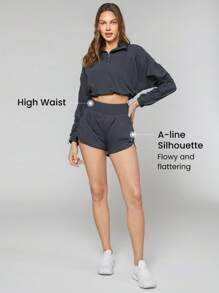 GLOWMODE Shorts De Carrera De Gran Altura Y Tejido Aireado Con Bolsillos - Iron Gray - Ver 3