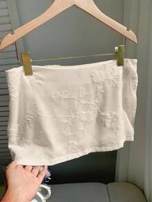 Comfortcana Damen weiß bestickter eleganter Bleistiftrock für den Arbeitsweg