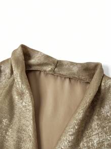 Gownix Women's Everyday Gold Wrap Tie Long Sleeve Blouse - Gold - View 4
