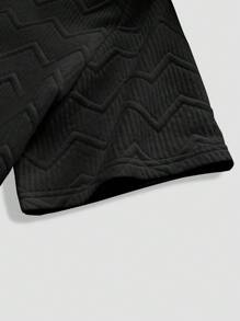 Manfinity Homme Bộ áo thun và quần short họa tiết trơn màu dành cho nam, trang phục ấm áp - màu đen - Xem 5