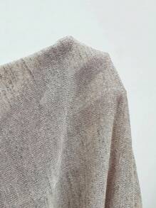 SHEIN LUNE Button Detail Batwing Sleeve Tee - Khaki - View 7