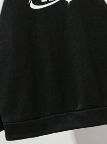 韩版休闲宽松撞色刺绣印花圆领卫衣，适合通勤、上学、日常休闲、运动，春夏秋冬皆宜。 - 黑色 - 查看 8