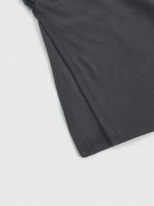 ROMWE Grunge Punk Y2K Subculture 女士纯色短款抹胸露肩上衣，下摆开衩 - 深灰色 - 查看 5