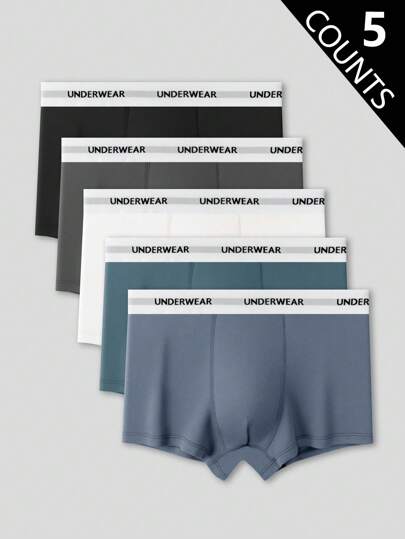 5 件/包 轻便、休闲、舒适、时尚、酷炫的青少年男孩平角内裤