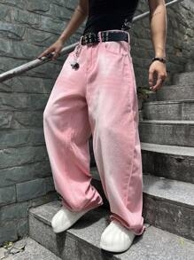 GALLERY FADE Quần Jeans Denim Túi Rộng Thoải Mái Cho Nam - Hồng - Xem 7
