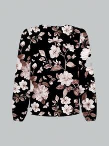 Glamance Constanza Baglietto Women Multicolour Plus Size Blouses Extra-Long Sleeve Notched Boho Plants All Over Print Plain Floral Summers Going Out Office Business Casual Fall Day Nights Women Travel Airport Streetwear Women Fall Clothes Modest Back To School Work Clothes Women Autumn And Winter Flowy Top Going Out Elegant Blouses New Year Chic Stylish Clothing Collection