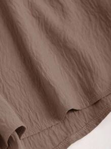 Sweetra 2pcs/Set Solid Color Drawstring Tube Top And Shorts, Casual Set - Camel - View 5