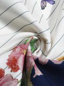 ROMWE MEN Casual 男士花卉蝴蝶印花短袖宽松纽扣衬衫 - 彩色 - 查看 3