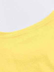 EMERY ROSE Plus Size Solid Half Sleeve T-Shirt, Casual V Neck T-Shirt For Summer, Women's Plus Size Clothing Graphic Tees Women Tops - Yellow - View 4