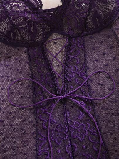 1pc Kanten Mesh Splicing Verleidelijke Bodysuit, Lingerie Intimate Erotic Going Out view 3